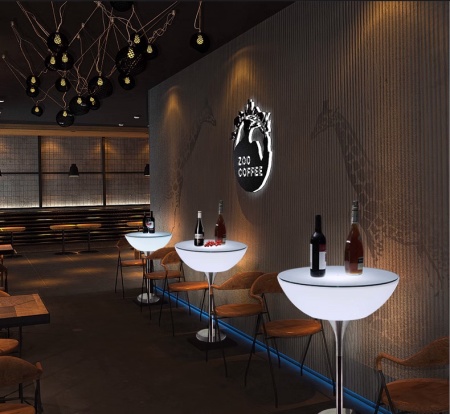 Стол светящийся круглый на металическом основании 60х60х110 Стол светящийся круглый на металическом основании 60х60х110